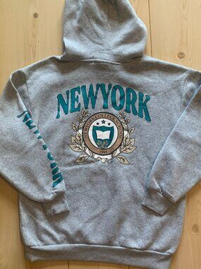 No Comment Grey Hoodie Sweatshirt New York College School 1991 NYC Hoodie S